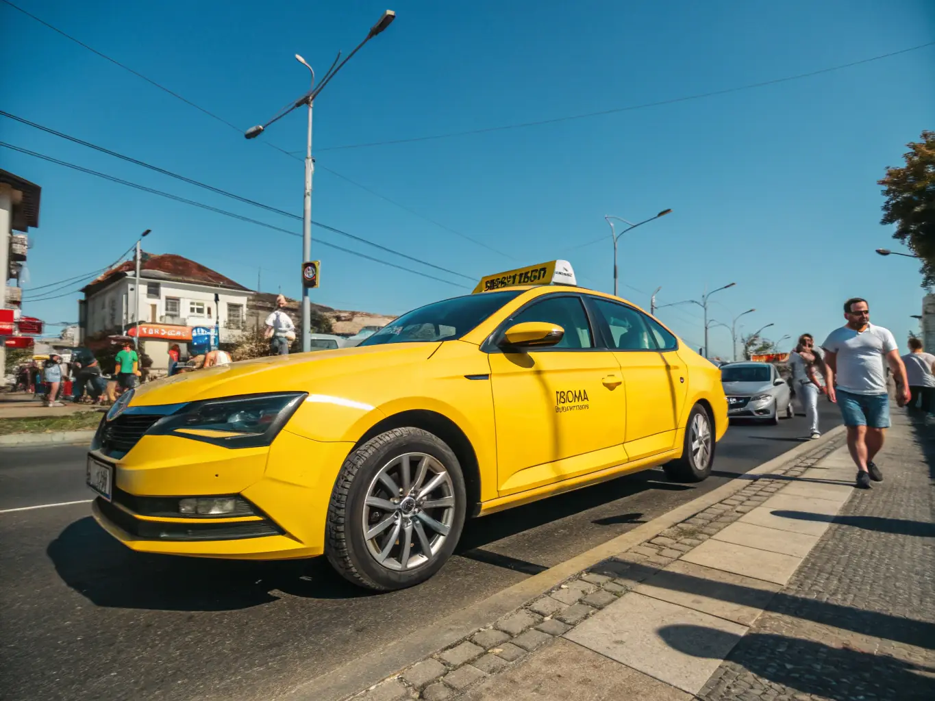 A taxi navigating the streets of Créteil, showcasing the driver's local expertise and familiarity with the area's routes and traffic patterns.