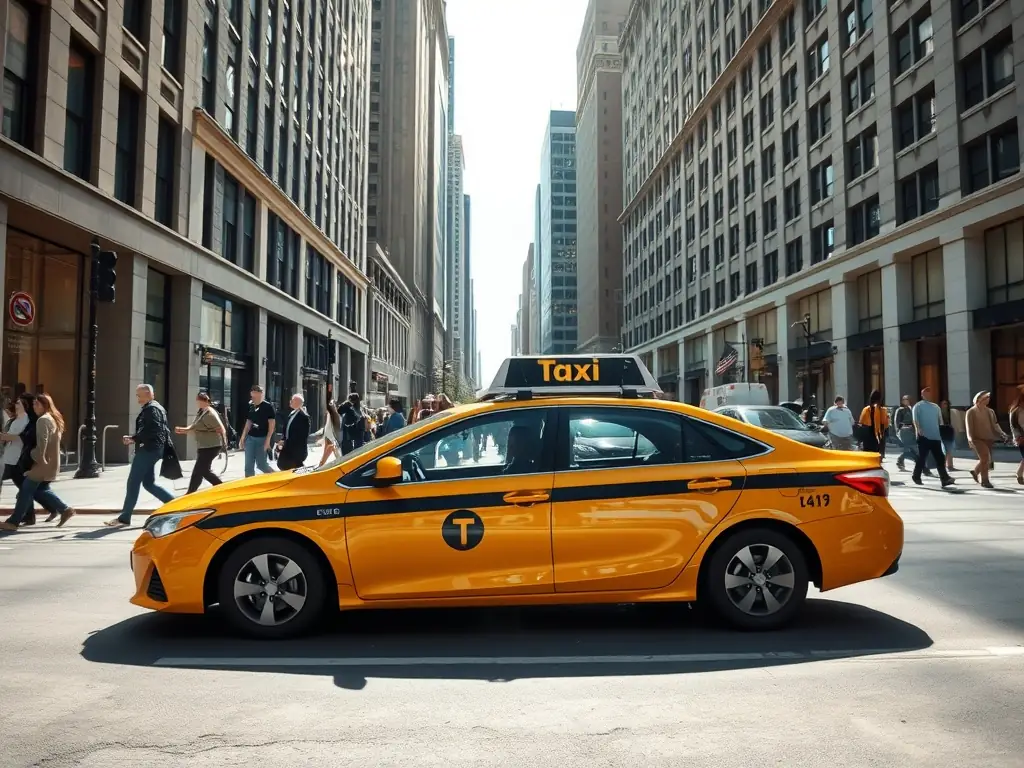 A photograph of a taxi stand in Créteil, with a focus on the taxis waiting for passengers and the surrounding urban environment.