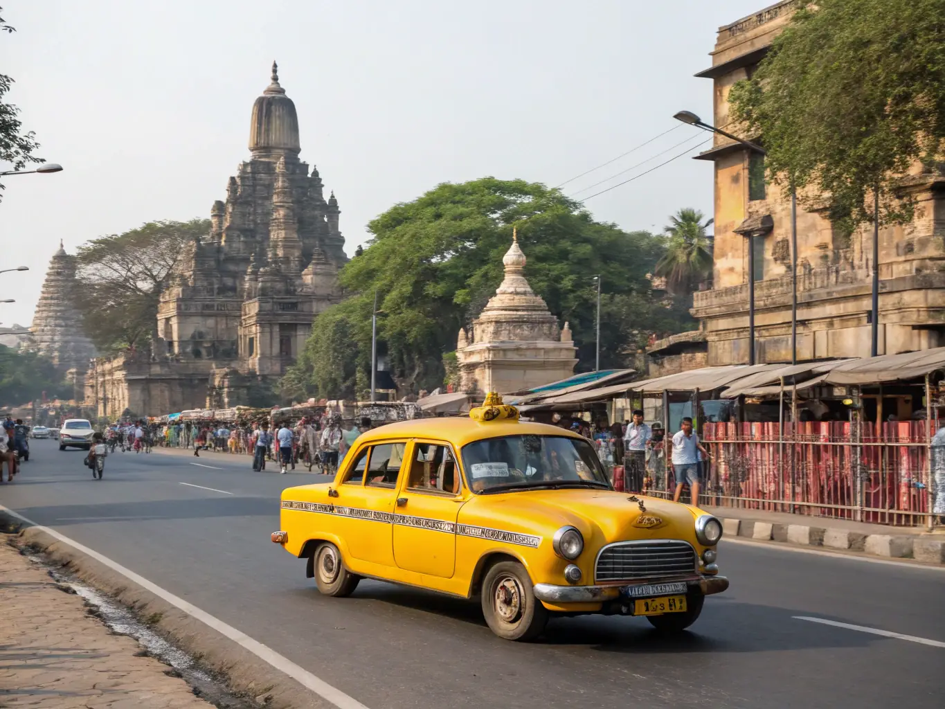 A taxi driving through the streets of Créteil, showcasing iconic landmarks and local attractions, highlighting the convenience and flexibility of city tour services.