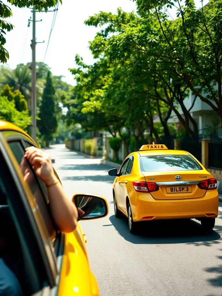 A taxi arriving at a residential address in Villiers-sur-Marne, with a friendly driver assisting a passenger with their luggage. The scene is welcoming and personalized.